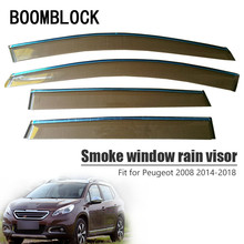 BOOMBLOCK 4pcs Car Covers Window Visor Sun Rain Wind Deflector Awning Shield ABS For Peugeot 2008 2014 2015 2016 2017 2018 2024 - buy cheap