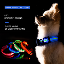 Безопасный светодиодный ошейник для собак-USB Перезаряжаемый с водонепроницаемым мигающим светом светящиеся флуоресцентные ошейники товары для домашних животных 2024 - купить недорого