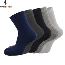 5 Pairs Business Five Finger Socks Mens Cotton Solid Vintage Soft Elastic Endurable Breathable Party Dress Long Socks With Toes 2024 - buy cheap
