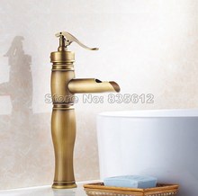 Античная латунь с Одной ручкой Водопад стиль ванная комната раковина кран сосуд Раковина Смесители Wan006 2024 - купить недорого