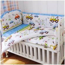 Promotion! 6PCS Baby Bedding Set Crib Netting Bumpers Newborn Baby Products cartoon bedding pillow (bumper+sheet+pillow cover) 2024 - buy cheap