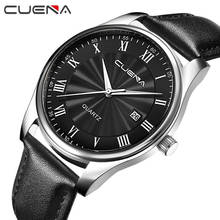 CUENA Top Brand Luxury Men Quartz Watch Leather Calendar Waterproof Fashion Wristwatches Casual Clock 6613 2024 - buy cheap