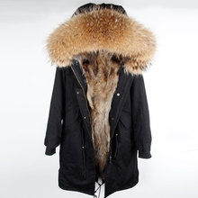 2021 XX-long parka real natural raccoon fur collar coat hooded real warm fox fur liner Over the knee winter jacket women parkas 2024 - buy cheap