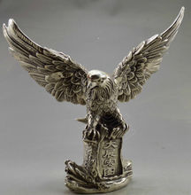 Estatua china de plata tibetana hecha a mano, decoración antigua coleccionable, elaborada en Águila en vuelo de montaña 2024 - compra barato