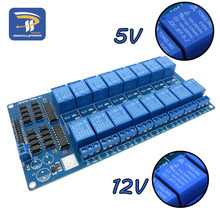 Placa de interface de módulo de relé, dc 5v 12v 16 canal placa de interface com proteção de optoacoplador lm2576 energia para arduino kit diy 2024 - compre barato