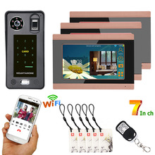 3 Monitors 7-inch WiFi fingerprint IC card video doorbell intercom system with access control system to support remote APP 2024 - buy cheap