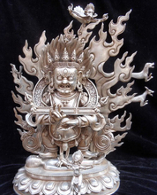 USPS to USA S2374 19" Tibet Tibetan Buddhism Silver White Mahakala Protector Deity Buddha Statue 2024 - buy cheap