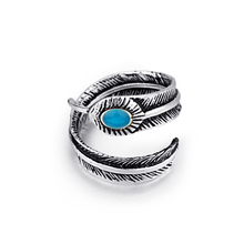 1 Uds. Europeo nuevo creativo Delgado pluma anillo ajustable con apertura Color plata antiguo Hip Hop personalidad fresco anillo R165-T2 2024 - compra barato