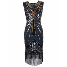 Ruaring 1920s great gatsby vestido o pescoço sem mangas frisado lantejoulas tassel vestido de festa clássico pequeno vestido preto trajes flapper 2024 - compre barato