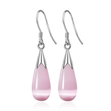 Hot Sale silver Plated drop earrings,Luxury Opal water drop natural crystal long ear hook pendant earrings for women 2024 - buy cheap