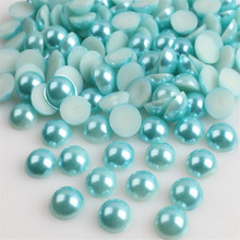 Size 1.5mm-14mm Aqua Blue Color Half Round Flatback Pearl Bead Loose DIY ABS Plastic Imitation Half Pearl Nail Arts Decoration 2024 - buy cheap