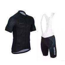 STRAVA-Conjunto de camisetas de Ciclismo para hombre, maillot transpirable de manga corta para bicicleta de montaña, almohadilla de gel, color negro 2024 - compra barato