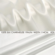 100% Natural de 19mm blanco CHARMEUSE de seda de 114cm de ancho seda de morera pura tela para vestido de boda/vestido de oficina/almohada 26 2024 - compra barato