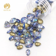 New arrival Blue Laser pointback glass crystal rhinestones for nail decorations Mixed shape Mixed size 20pcs/50pcs 2024 - buy cheap