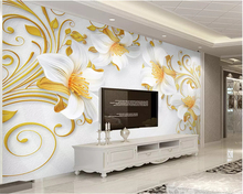beibehang Custom wallpaper HD 3D embossed lily flower Modern family background wall decoration painting 3d wallpaper tapety 2024 - buy cheap