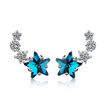 Blue Star Crystal Lovely Earrings 3A Star Zirconia Long  Stud Earrings Fashion Wedding Party Jewelry Gifts For Women Girls 2024 - buy cheap