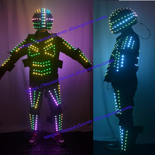 RGB full colo led robot costume helmet stage dance luminous armor nightclub bar light show mechanical dance clothes 2024 - buy cheap