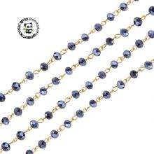 Abalorios de cristal hechos a mano de 6mm para fabricación de pulseras y collares, con ojo de hierro dorado, negro, 39,3" 2024 - compra barato