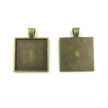 10Pcs Cabochon Settings Charms Pendants Bronze Tone Square Metal 36x28mm Fit 25x25mm Cameo 2024 - buy cheap