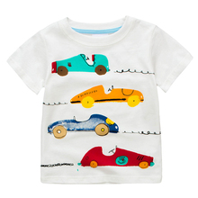 Bebê menino camisas de algodão dos desenhos animados carro colorido crianças verão manga curta camiseta menino meninas topos t roupas dos miúdos 2-7y 2024 - compre barato