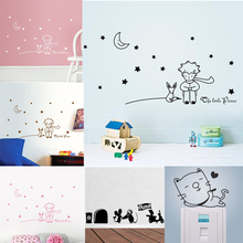 Pegatina de pared de dibujos animados para decoración del hogar, cuento de hadas, El Principito con Zorro, Luna, estrella, gato y ratón, para habitaciones de niños, dormitorio de niños 2024 - compra barato