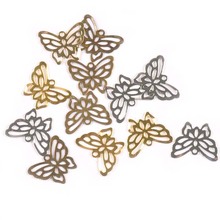 Filigrana de mariposa hueca, envolturas de conectores, adornos para álbumes de recortes DIY, Artesanía de Metal, decoración del hogar, 21x17mm, 50 Uds., YK0754 2024 - compra barato