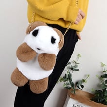 Plush Panda bag women's messenger bag fur Imitation rabbit hair chain Shoulder casual plush dead eyelash rabbit messenger ba 2024 - buy cheap