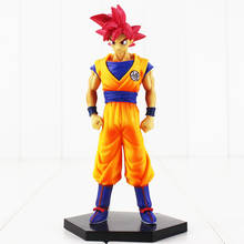 16 см Dragon Ball Z Goku фигурка, Игрушка Супер Saiyan God Red Hair Son Gokou аниме модель DBZ Doll 2024 - купить недорого