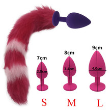 Black Pink Purple Silicone Anal Plug Fox Tail Anal Sex Toy Butt Plug Long 40cm Animal Tail Anal Masturbation Device H8-197A 2024 - buy cheap