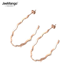 Женские серьги-кольца JeeMango, большие серьги из нержавеющей стали, в стиле панк, Hyperbole, розовое золото, для вечеринок, JE18086 2024 - купить недорого