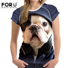 FORUDESIGNS Cute 3D Tummy Pug Dog T-shirt Women Black Friday T shirts Animal Print Summer Short Sleeve Tee Top Woman Shirt Crop 2024 - buy cheap