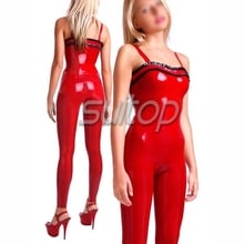 Suitop  red color rubber zentai sexy latex bodysuit back zipped 2024 - buy cheap