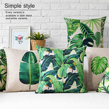 European modern green Leaves printed square pillows cushions for sofa plant waist cotton linen pillowcase cushion home decor 2024 - buy cheap