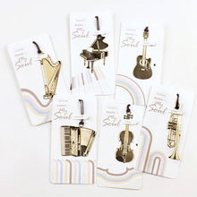 Guitarra de Piano con diseño de trompeta, marcapáginas de Metal Kawaii, de música dorada, papelería coreana, regalos 2024 - compra barato