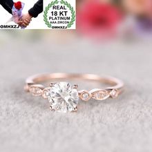 OMHXZJ-anillo de oro rosa de lujo para mujer y niña, aretes redondos de circón AAA, 18kt, regalo de boda para fiesta, venta al por mayor, Europeo, RR560 2024 - compra barato