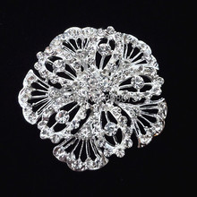 Wholesale Cheap!!Silver Plated Clear Crystal Diamante Flower Woman Fashion Brooch Wedding Bridal Pins Brooches 2024 - buy cheap