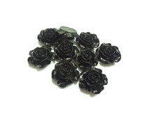 ¡El más nuevo! 20mm 100 unids/lote negro Flatback cuentas de resina con forma de flor (el agujero) 2024 - compra barato