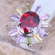 Prominent Multicolor Red Garnet Silver Plated Women's Ring Size 6 / 7 / 8 / 9 R1070 2024 - buy cheap