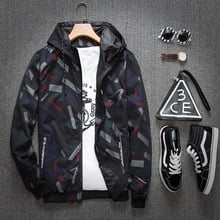 New Men's Jackets Spring Print Casual Jacket Men Windbreaker Jaets Male Outwear Overcoat Zipper Hooded Jacket Men Waterpoof 2024 - buy cheap