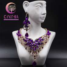 Fashion Crystal Statement Necklace Earings For Women Nigerian Wedding African Beads Jewelry kolye vintage Jewelry Set 2024 - buy cheap