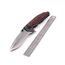 Cuchillo plegable Multitool de bolsillo para acampada, cuchillo de hoja de acero inoxidable con mango de madera, herramientas de supervivencia tácticas de caza EDC 2024 - compra barato