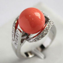 Wedding  shipping> >>>  plated 12mm Orange Shell Pearl Ring AAA Grade 4size choose rings for women silver- real silver-jewelry 2024 - buy cheap