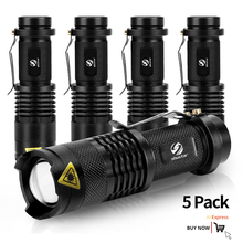 5 шт./упаковка, мощный светодиодный мини-фонарик Q5, водонепроницаемый фонарь, масштабируемый фонарик 5 цветов, светодиодный фонарь с 3 режимами использования AA 2024 - купить недорого