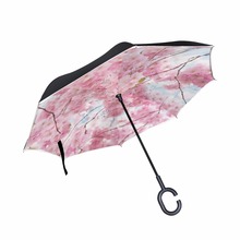 Flower of Late Tulip Windproof Reverse Umbrella Double Layer Long Shank Inverted Creative Customized Rain Protection Travel Size 2024 - buy cheap