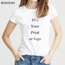 Customized Print t shirt women  Your own design  DIY photo tee shirt femme Summer White top t-shirt female birthday tshirt funny 2024 - buy cheap