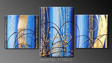 Hand Painted Modern Abstract Oil Painting Blue Line Wall Art Canvas Set 3 Panel Home Decoration Art Picture For Living Room Sale 2024 - buy cheap