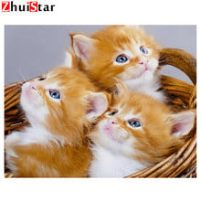 Diamond Embroidery Orange Cats Picture of Rhinestone 5D Full Square Resin Drill Diamond Painting Handmade Craft Gift XY1 2024 - buy cheap