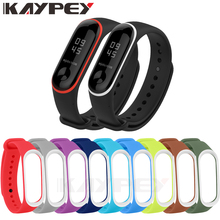 Pulseira colorida miband 3 4 de silicone, pulseira de substituição com cor dupla para xiaomi mi band 3 4 2024 - compre barato