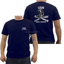 Summer Fashion Casual Men O-neck Cotton T Shirt Usn Navy Seal Sniper Scull And Cross Bones Front & Back Tees Shirt Tops 2024 - buy cheap