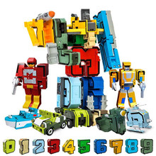 Transformation Robot Toy Bricks 10 Digit Number Mathematical Symbol Fighter Warship Building Blocks Sets Educational Kids Toys 2024 - buy cheap